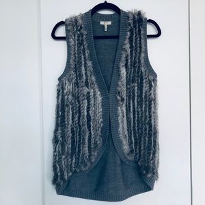 JOIE Grey Rabbit Fur Knit Vest XS